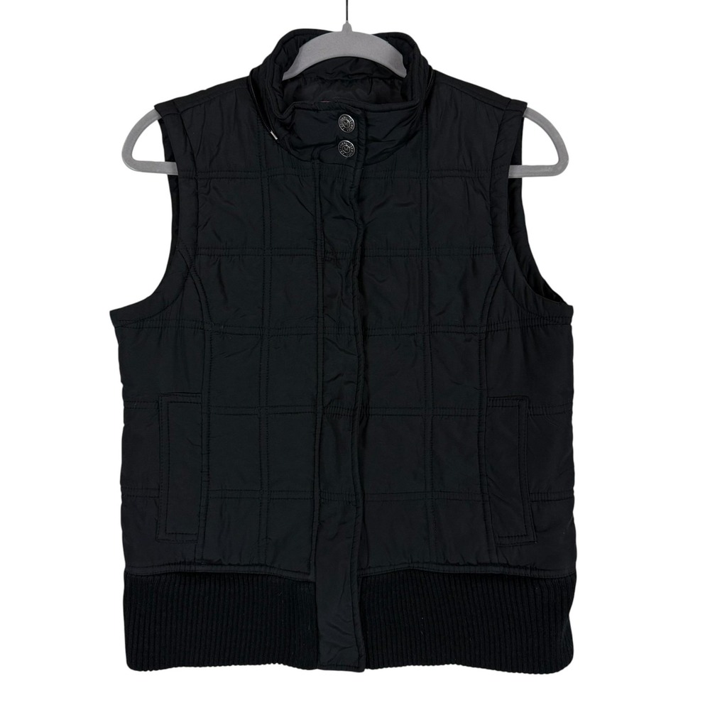 Personal Identity Vest Womens Medium Black Quilted Full Zip Stand Collar Puffer
